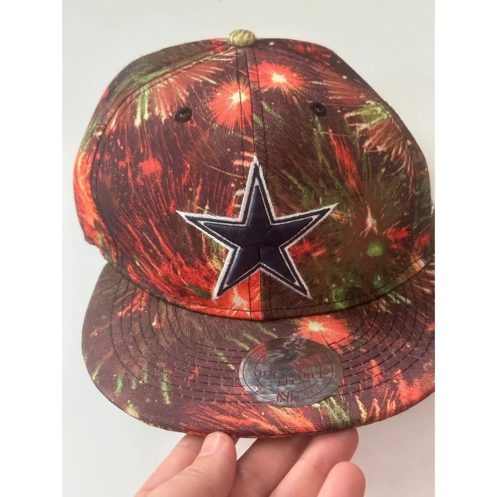 Mitchell & Ness Dallas Cowboys Snapback Hat‎ NFL Firework Graphic Print Cap Mens